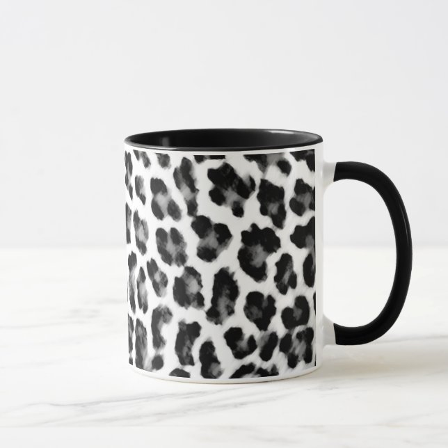 Caneca Impressão preto e branco do leopardo (Direita)
