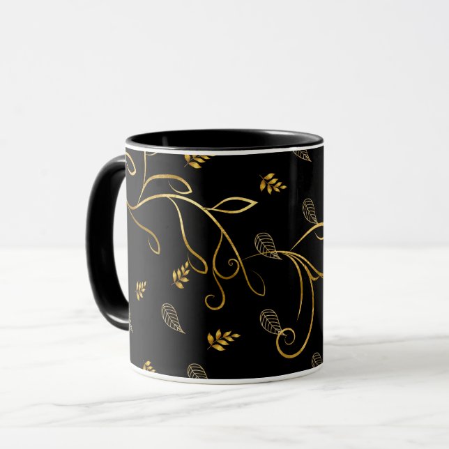 Caneca Impressão preto e Dourado (Frente Esquerda)