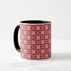 Caneca Impressão quimono, vermelho, preto e branco