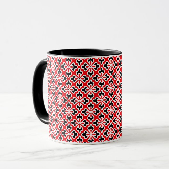 Caneca Impressão quimono, vermelho, preto e branco (Frente Esquerda)