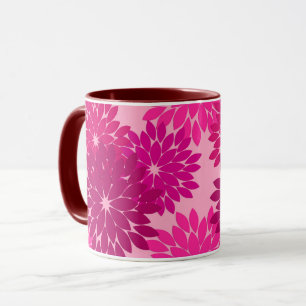 Caneca Impressão, rosa, fúcsia e vinho florais modernos