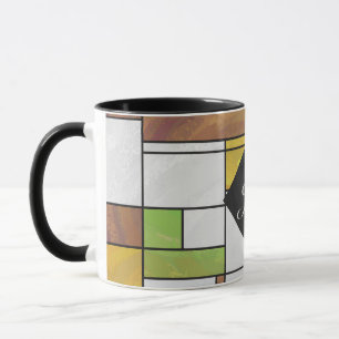 Caneca Impressão Verde Amarelo Mondrian