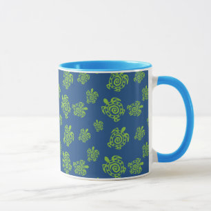 Caneca Impressão verde e azul da tartaruga