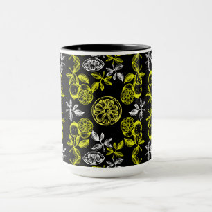 Caneca Impressão Vintage Botânica de Limão Citrino