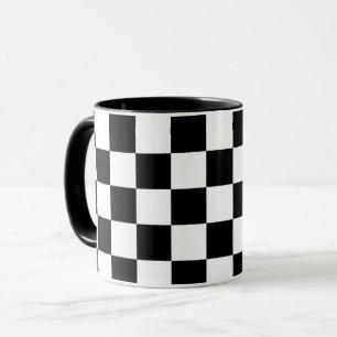 Caneca Impressão Xadrez Preto e Branco