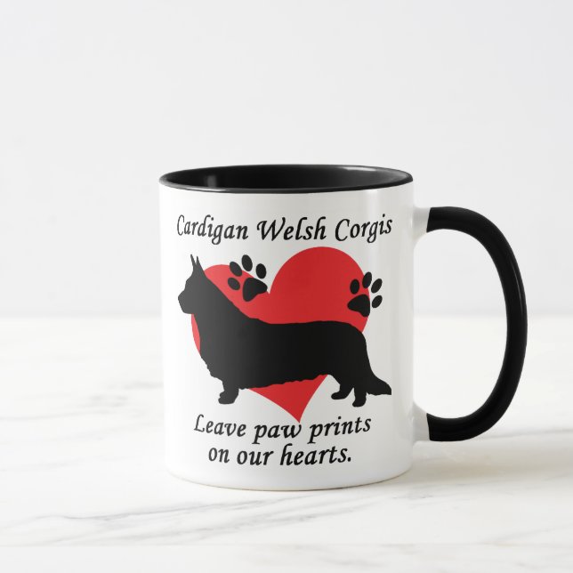 Caneca Impressões da pata da licença dos Corgis de Galês (Direita)