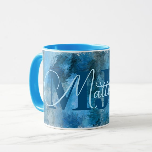 Caneca Impressões de Blues de inverno monogramadas (Frente Esquerda)