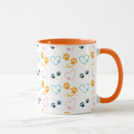 Caneca Impressões de Pata Amante de Cachorro Fofo