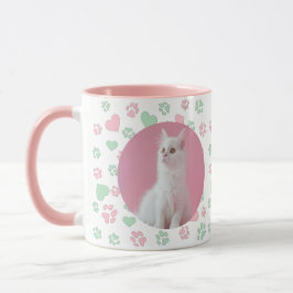 Caneca Impressões personalizadas de pata de gato e padrão