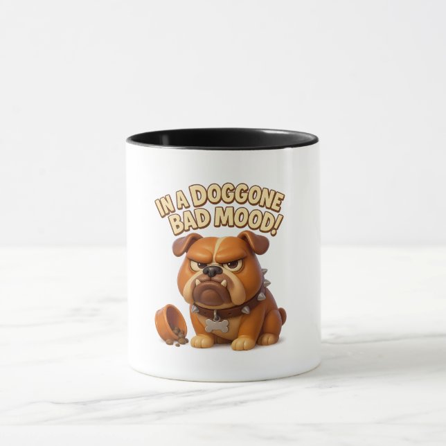 Caneca In a doggone bad mood – grumpy cartoon bulldog (Centro)