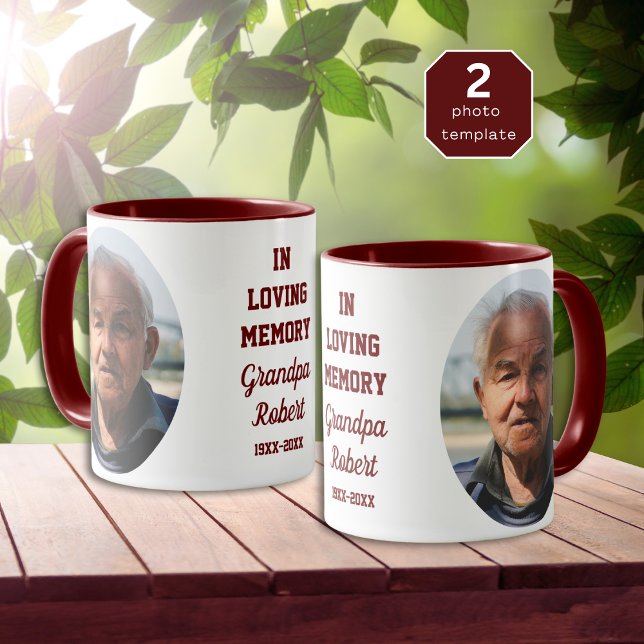 Caneca In Loving Memory 2 Photo Memorial Keepsake Maroon (Criador carregado)