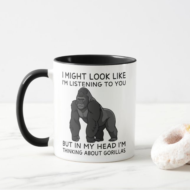 Caneca In My Head I'm Thinking About Gorillas Funny (Com Donut)