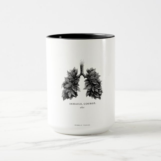Caneca "Inale Coragem" Arte Conceitual | Pulmões Feitos d (Centro)