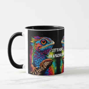 Caneca Incrível Dia Ser Selvagem Arco-Íris Gecko