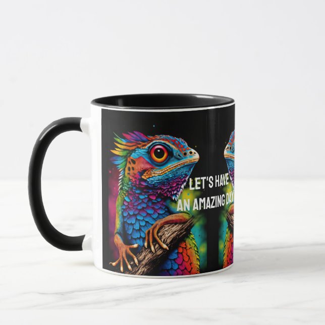 Caneca Incrível Dia Ser Selvagem Arco-Íris Gecko (Esquerda)
