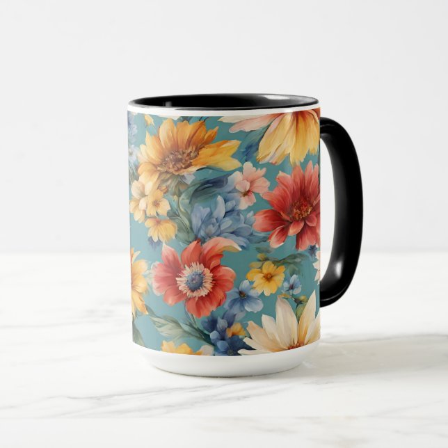 Caneca Incrível e elegante Flores de Verão (Frente Esquerda)