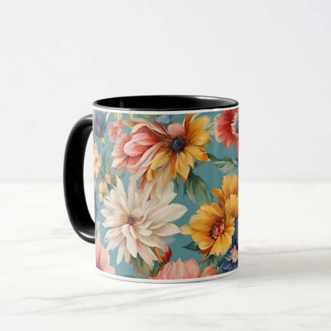 Caneca Incrível e elegante Flores de Verão (Frente Esquerda)