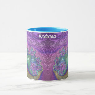 Caneca INDIANA ~ GLOSSY 3D Verde Roxo Azul ~ Mug
