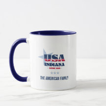 Indiana USA 1816 Blue Star Personalised Mug