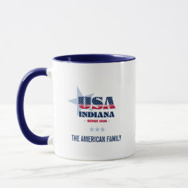 Caneca Indiana USA 1816 Blue Star Personalised Mug