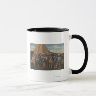 Caneca Indianos noroestes - fileira de chefes indianos na