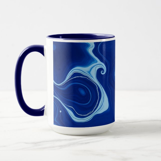 Caneca Indigo Blue Abstract Watercolor Personalized  (Esquerda)