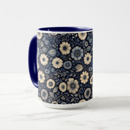 Caneca Indigo Floral Art | Burne-Jones Inspirou Design