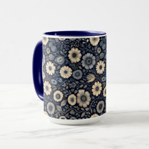 Caneca Indigo Floral Art   Burne-Jones Inspirou Design