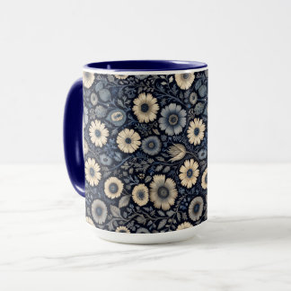 Caneca Indigo Floral Art | Burne-Jones Inspirou Design