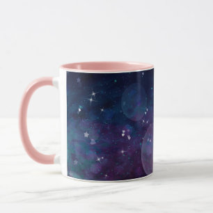 Caneca Índigo Violeta Brilho Bonito Luzes Corações & Estr