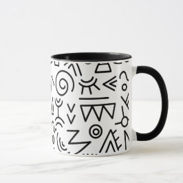 Caneca índio africano Legal Padrão tribal preto e branco