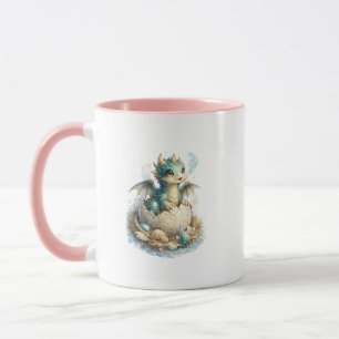 Caneca Infantil Dragão Rosa Nascimento Bebê Fofa d
