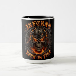 Caneca Inferno Nascido no Fogo Caveira de Demônio Ardente