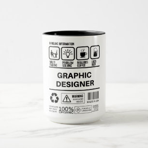 Caneca Informações de Processamento do Designer Gráfico E