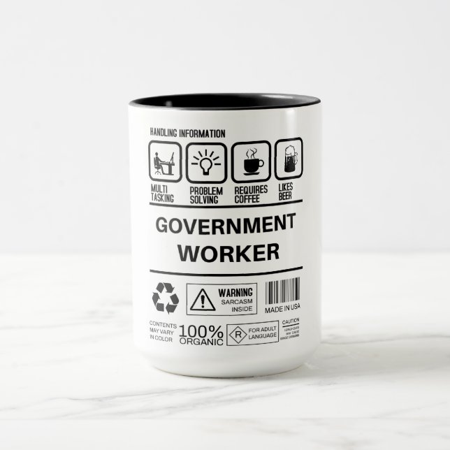Caneca Informações de Processamento do Trabalhador de Gov (Centro)