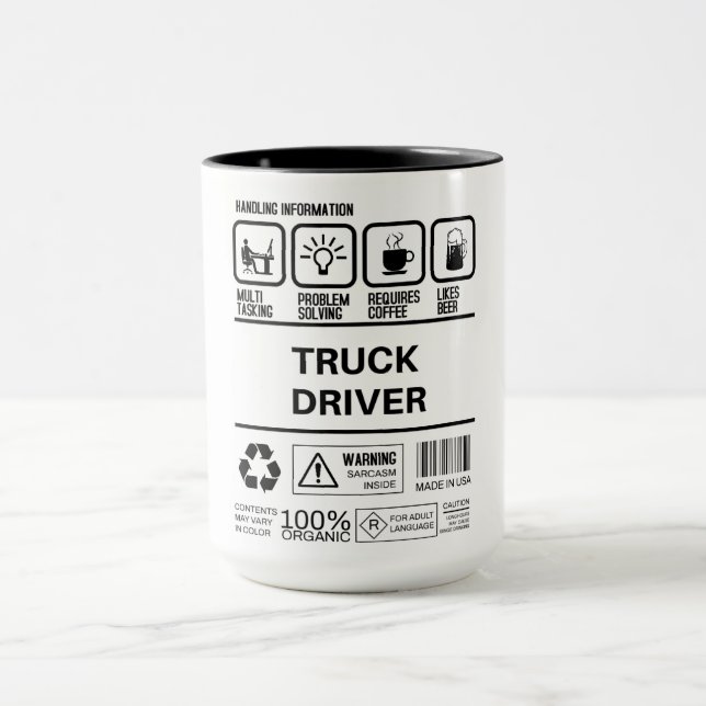 Caneca Informações sobre o manuseio de driver de caminhão (Centro)