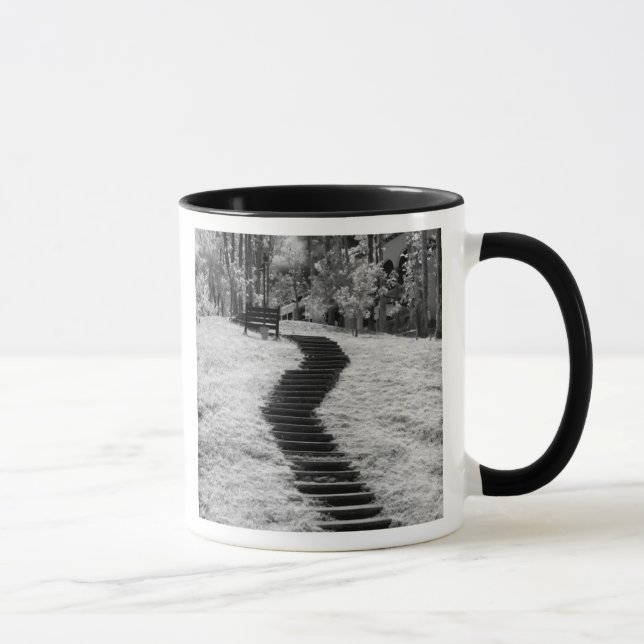 Caneca Infravermelho de árvores, edifícios e trilhas em L (Direita)