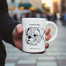 Caneca Inglês Bulldog Retrato Black Line Ilustração