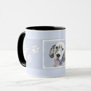 Caneca Inglês Setter Blue Belton pintando arte canina
