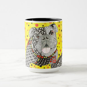Caneca inglesa bonito e colorida do buldogue