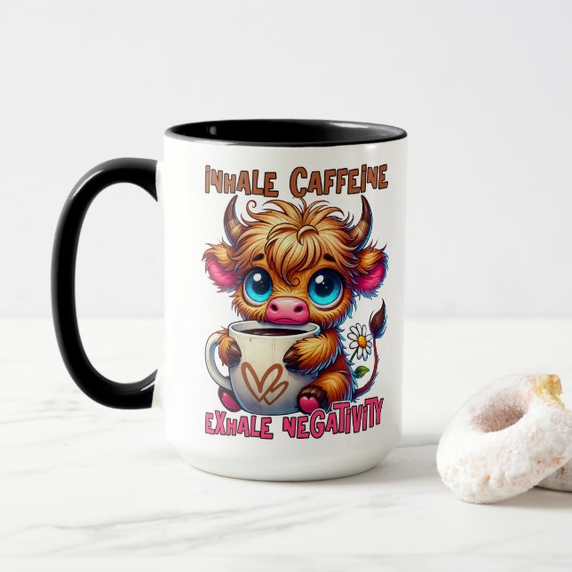 Caneca Inhale Caffeine Exhale Negativity  (Com Donut)