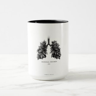 Caneca "Inhale Courage" Conceptual Art | Lungs Made of Le