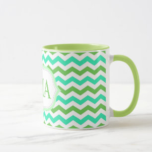 Caneca Iniciais de monograma de chevron modernas, legais