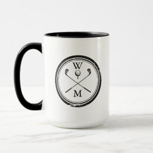 Caneca Iniciais de Monograma Modernas Preto e Branco