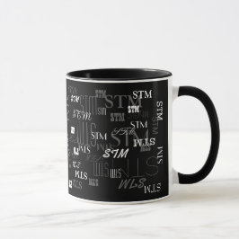Caneca iniciais de padrão, personalização moderna a preto