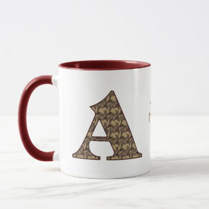 Caneca Iniciais do Monograma A Floral Vintage Personaliza