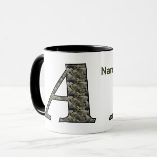 Caneca Iniciais do Monograma A Flores de Hortênsia Person