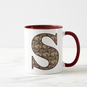Caneca Iniciais do Monograma S Floral Vintage Elegante