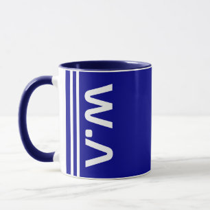 Caneca Iniciais Modernas & Nome Melhor Monograma Azul M