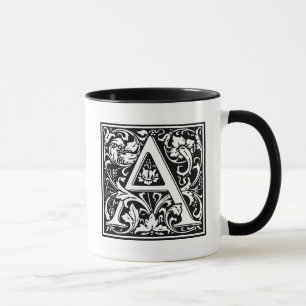 Caneca Inicial decorativa "A" da letra